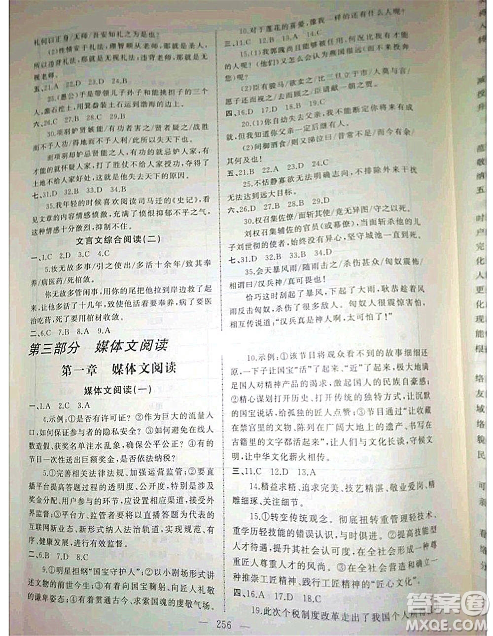 2020年高職考相約在高校語(yǔ)文知識(shí)梳理高職考測(cè)試卷答案