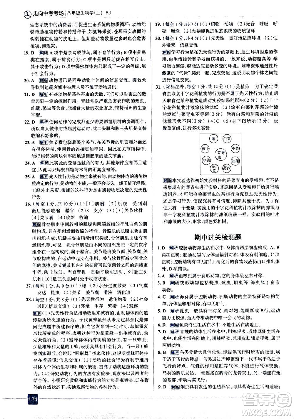 現(xiàn)代教育出版社2020年走進中考考場八年級上冊生物學RJ人教版答案