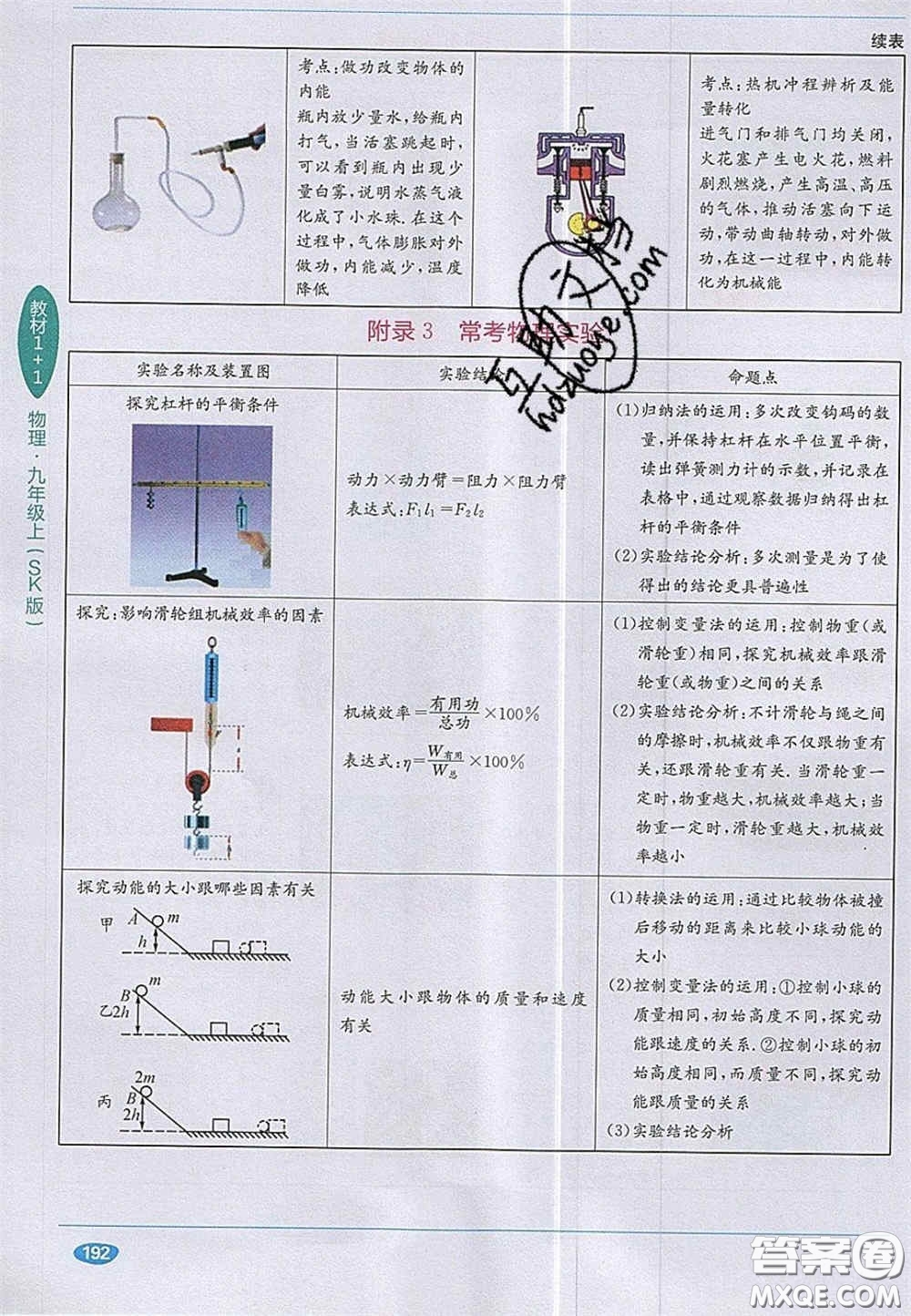 新疆青少年出版社2020教材1加1九年級物理上冊蘇科版答案