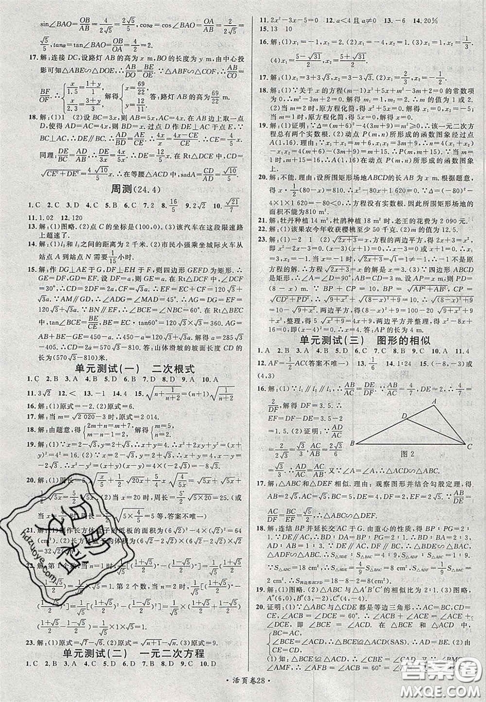 廣東經(jīng)濟出版社2020秋名校課堂九年級數(shù)學(xué)上冊華師大版答案