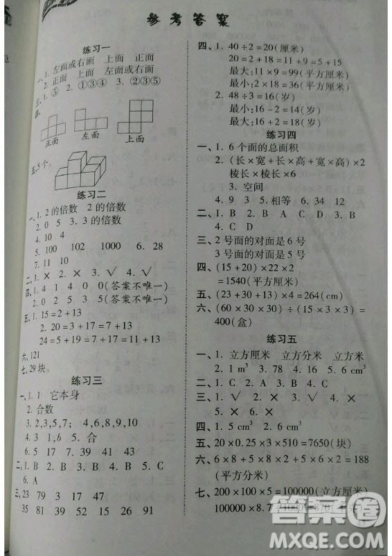 2019年假期學(xué)習(xí)樂(lè)園暑假作業(yè)五年級(jí)數(shù)學(xué)人教版答案