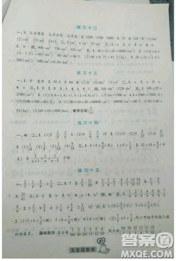 河北美術(shù)出版社2019年一路領(lǐng)先暑假作業(yè)五年級(jí)數(shù)學(xué)人教版答案