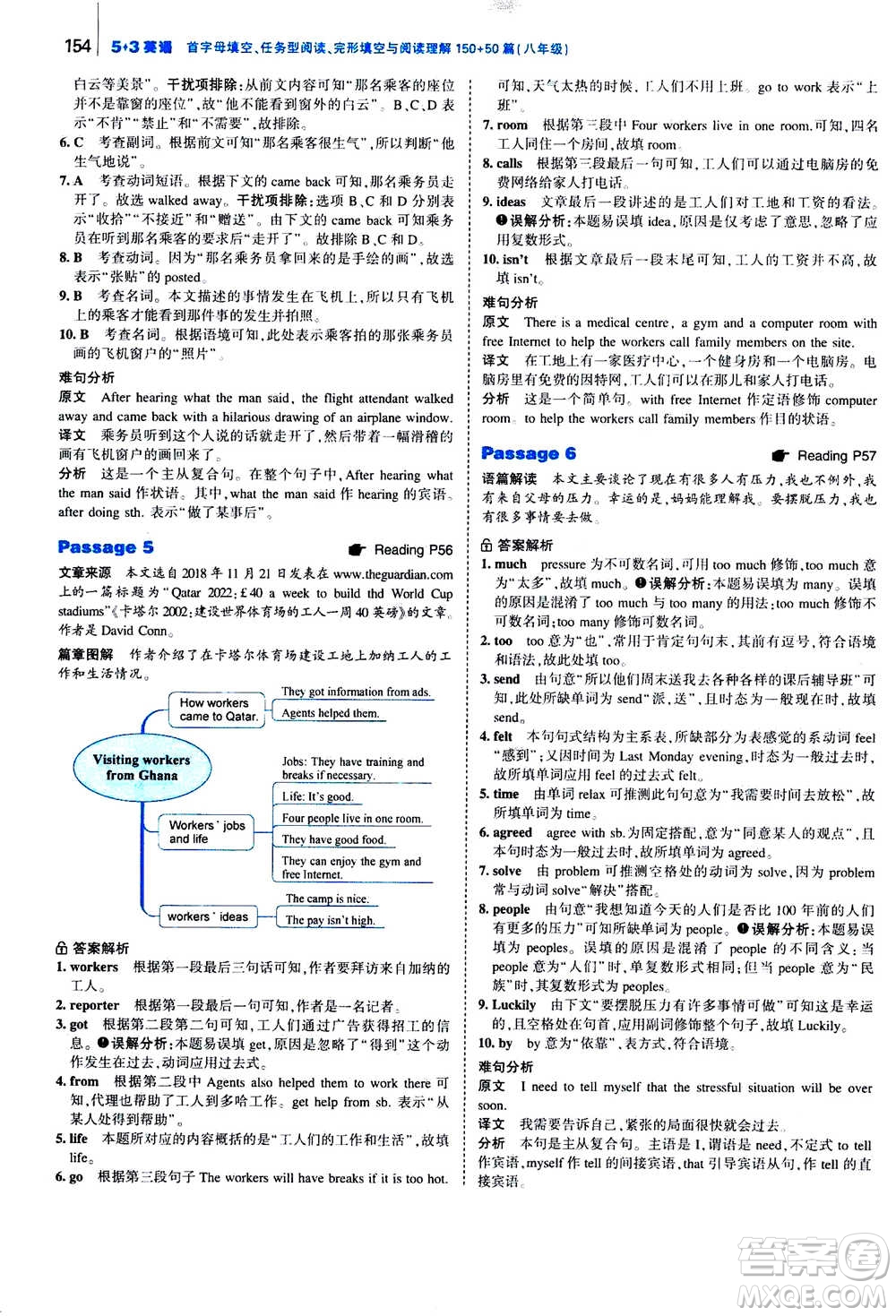 曲一線2020版53英語完形填空閱讀理解與語法填空八年級答案