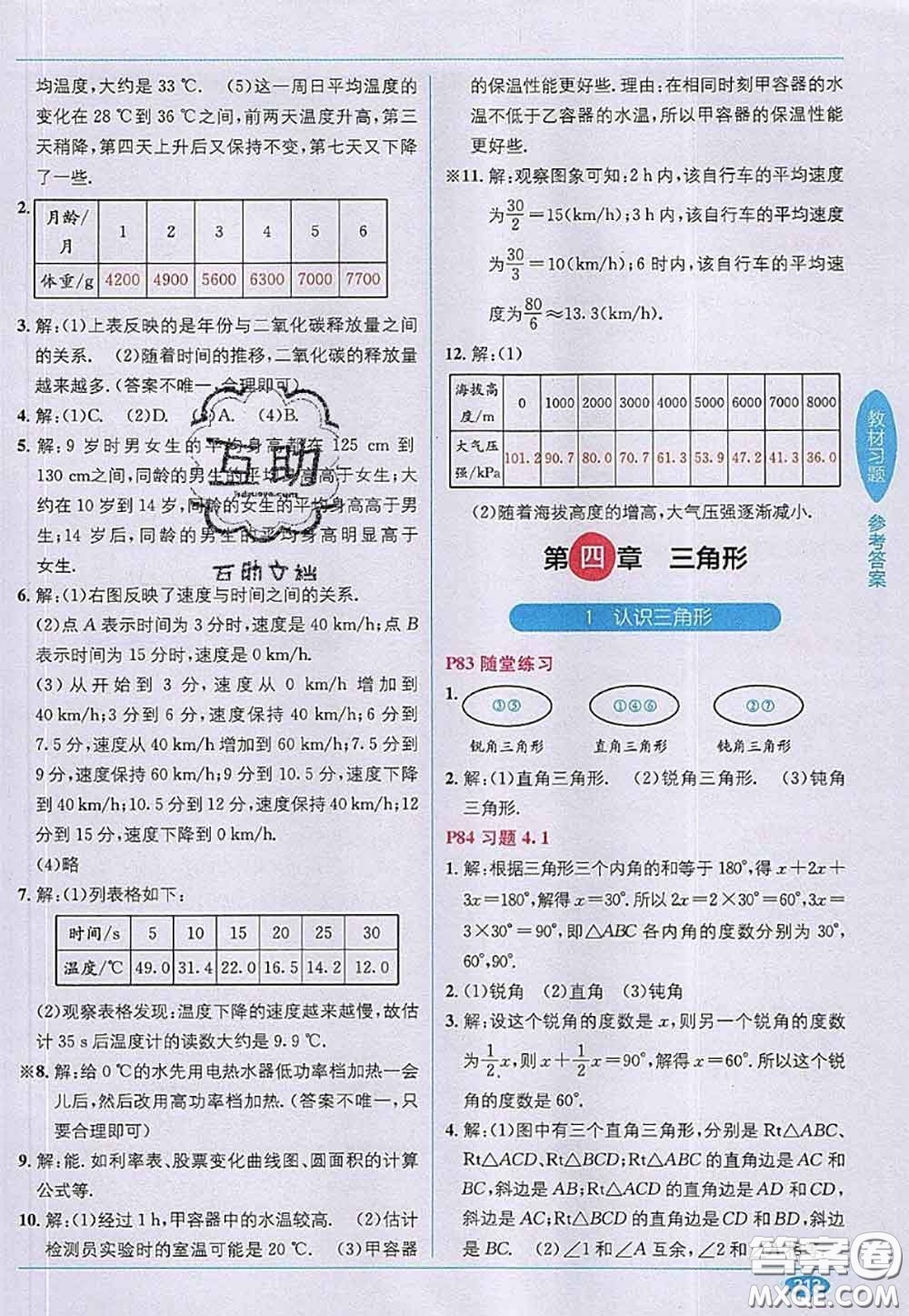 北京師范大學出版社2020年課本教材七年級數(shù)學下冊北師版答案