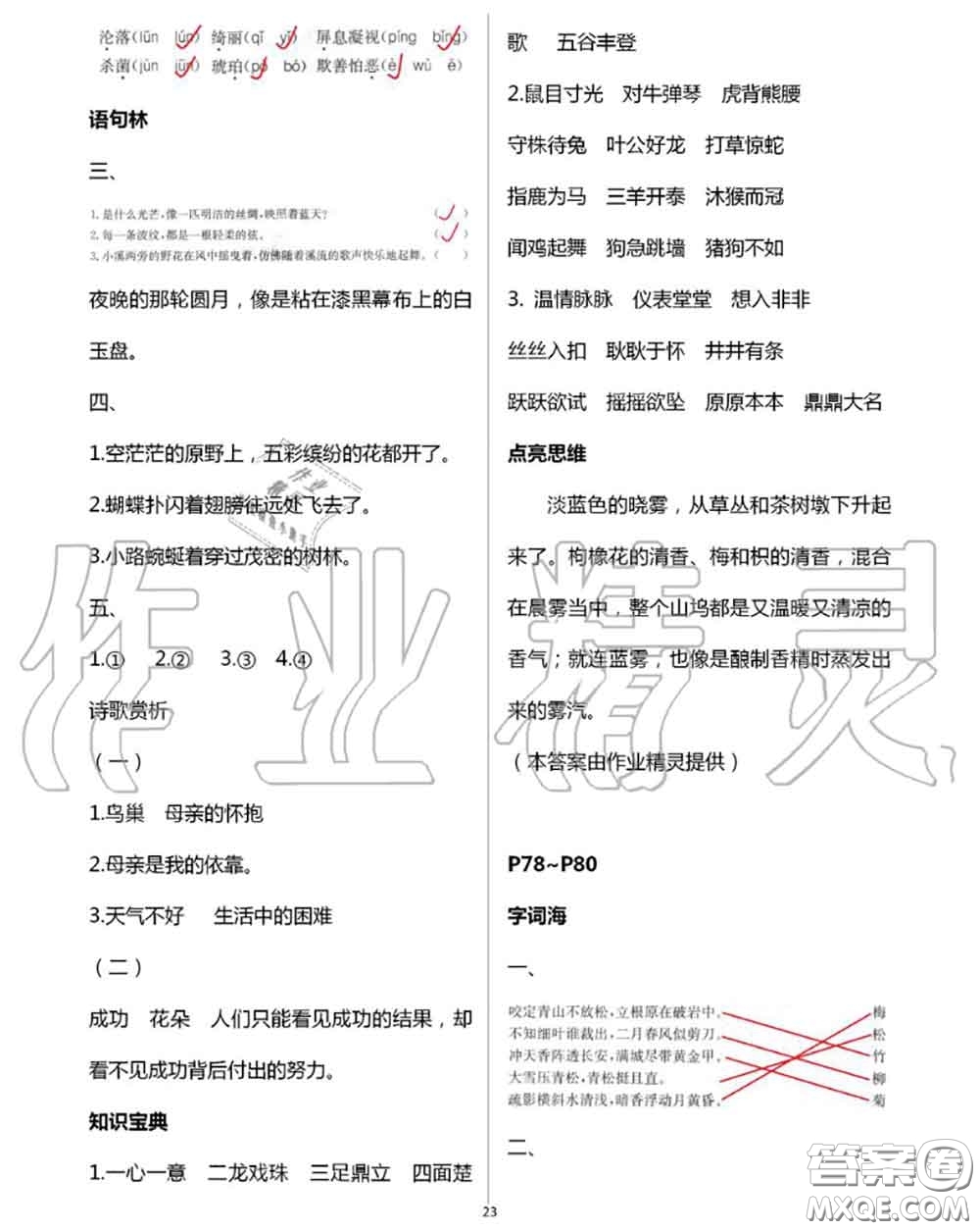 延邊教育出版社2020年暑假作業(yè)四年級合訂本通用版參考答案