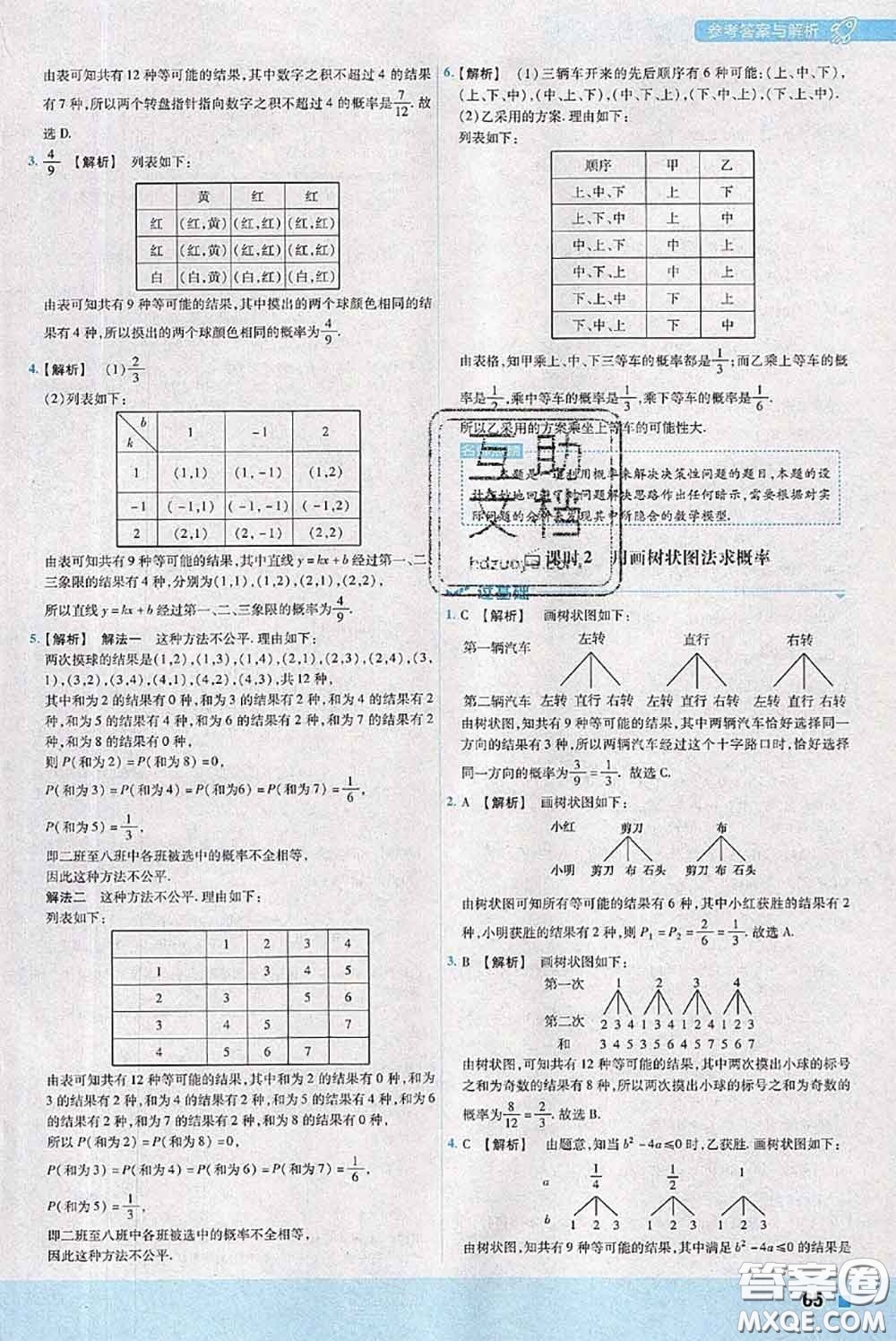 天星教育2020年秋一遍過初中數(shù)學(xué)九年級上冊人教版參考答案