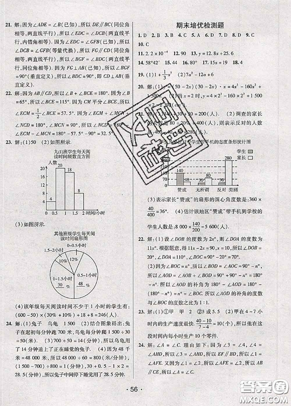 新疆青少年出版社2020同行學案學練測六年級數(shù)學下冊魯教版參考答案