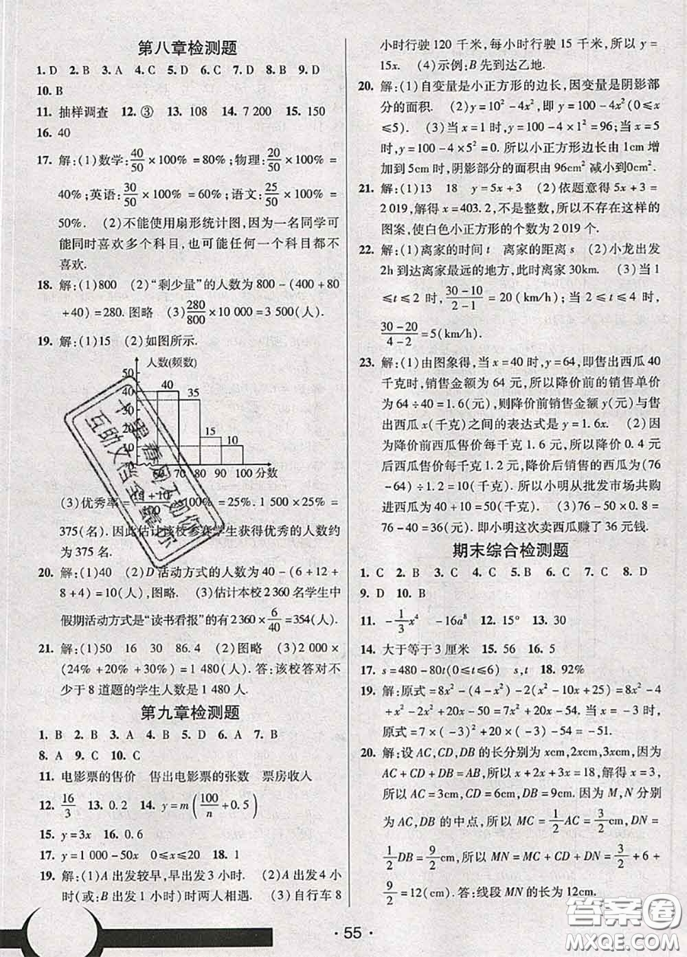 新疆青少年出版社2020同行學案學練測六年級數(shù)學下冊魯教版參考答案