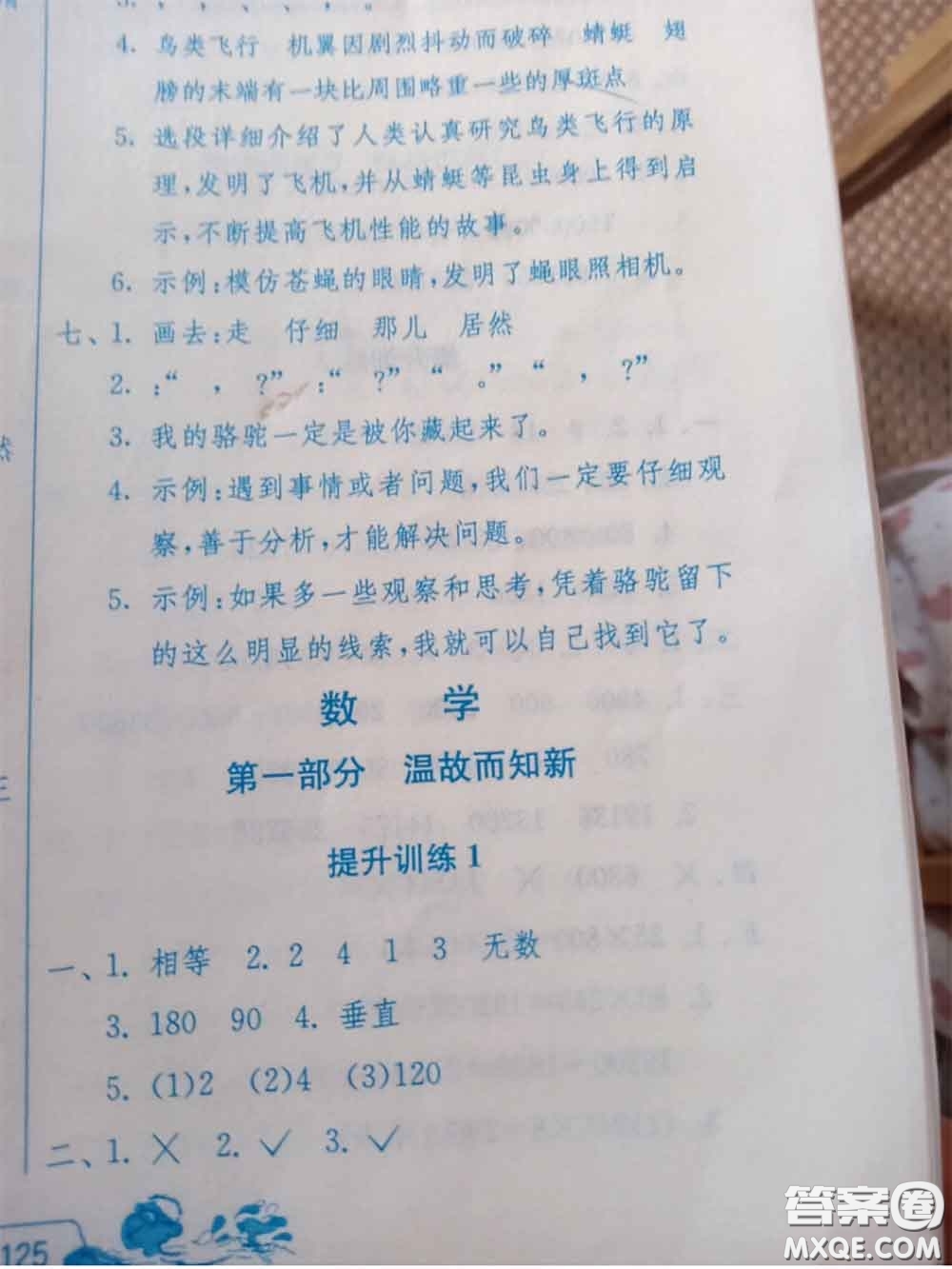 江蘇人民出版社2020年快樂暑假四年級合訂本通用版答案