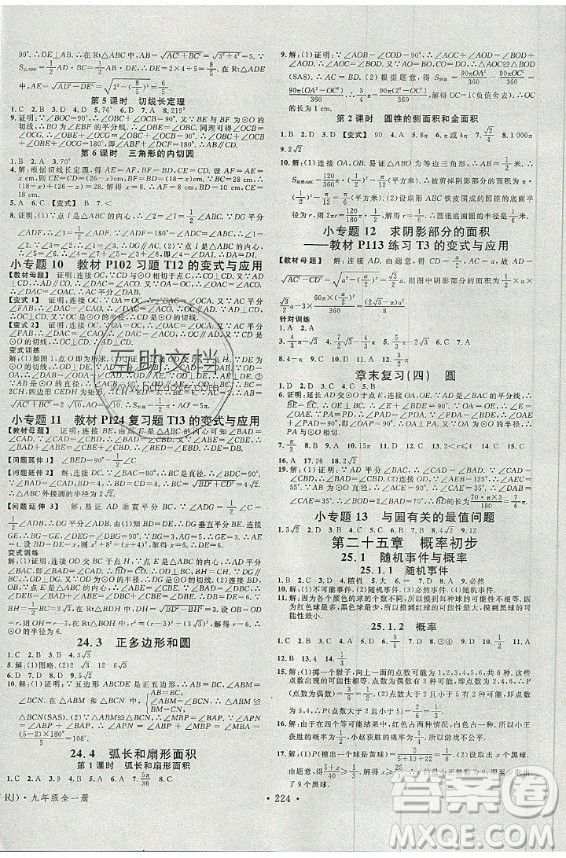 2020秋名校課堂九年級數(shù)學(xué)全一冊RJ人教版廣西專版答案