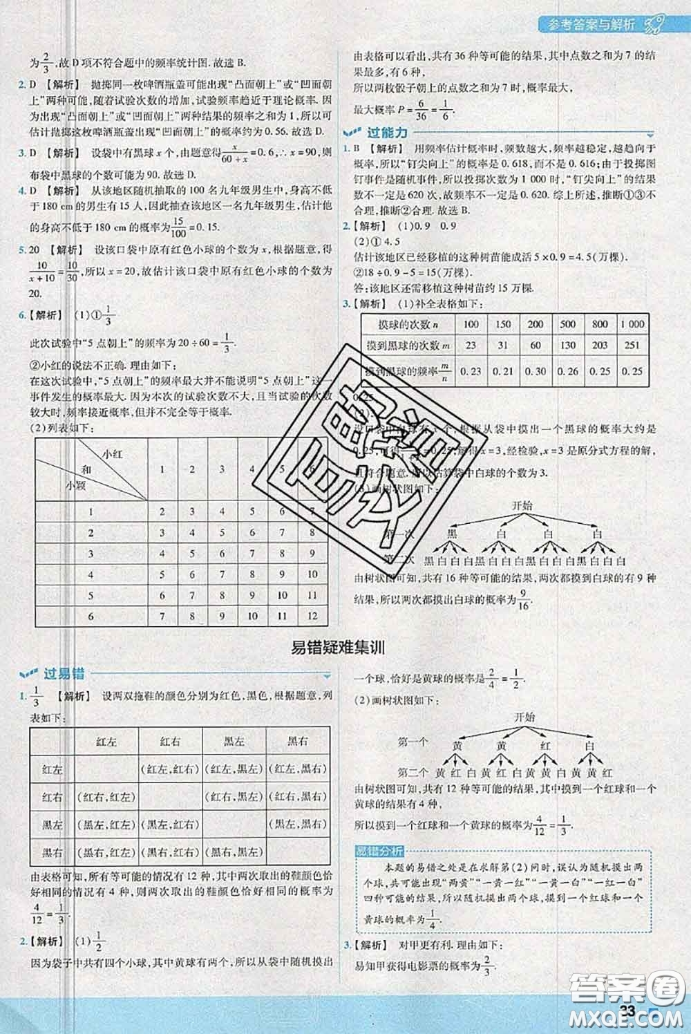 天星教育2020年秋一遍過初中數(shù)學(xué)九年級上冊北師版參考答案