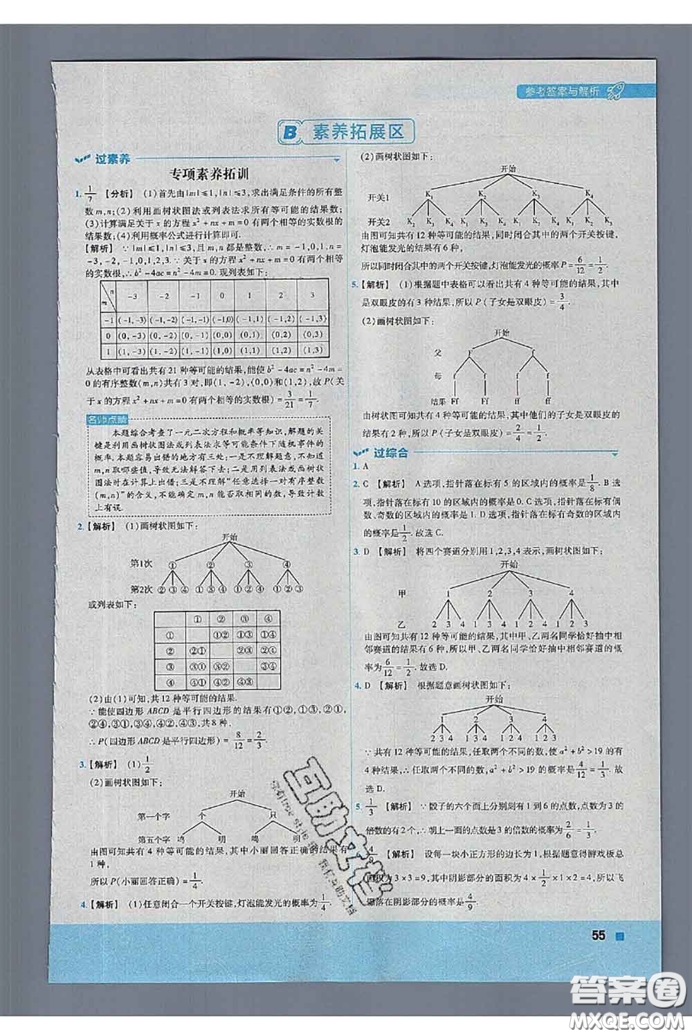 天星教育2020年秋一遍過初中數(shù)學(xué)九年級上冊蘇科版參考答案