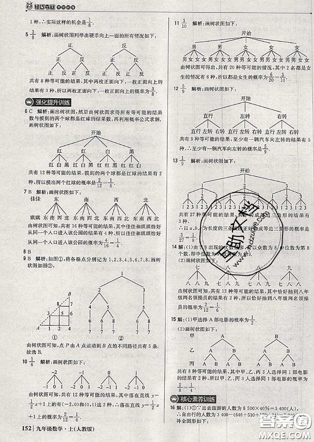 2020年秋1加1輕巧奪冠優(yōu)化訓(xùn)練九年級數(shù)學(xué)上冊人教版參考答案