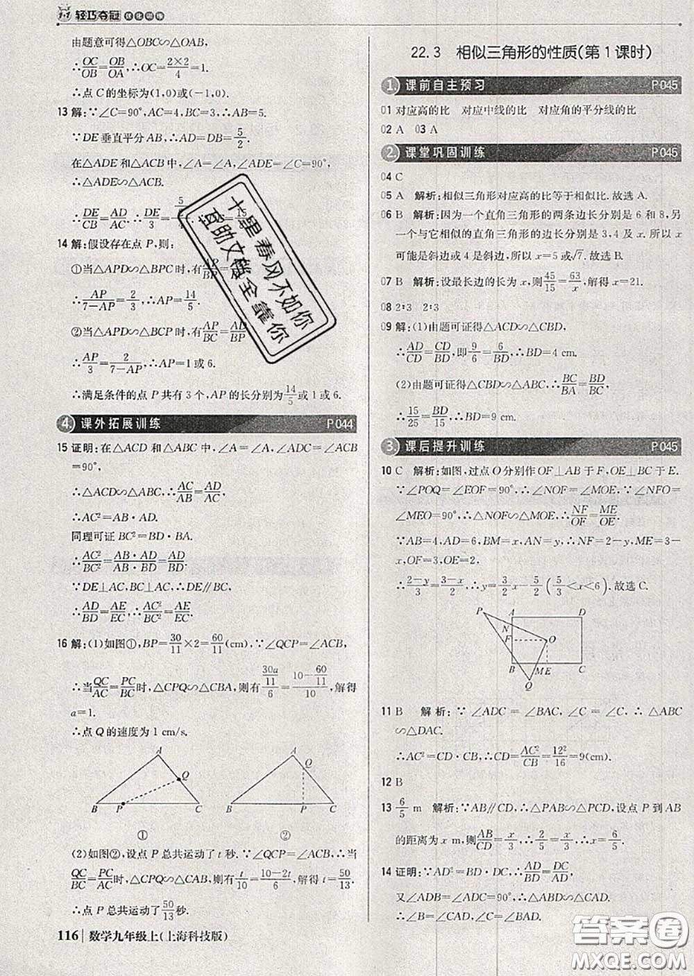 2020年秋1加1輕巧奪冠優(yōu)化訓練九年級數(shù)學上冊滬科版參考答案