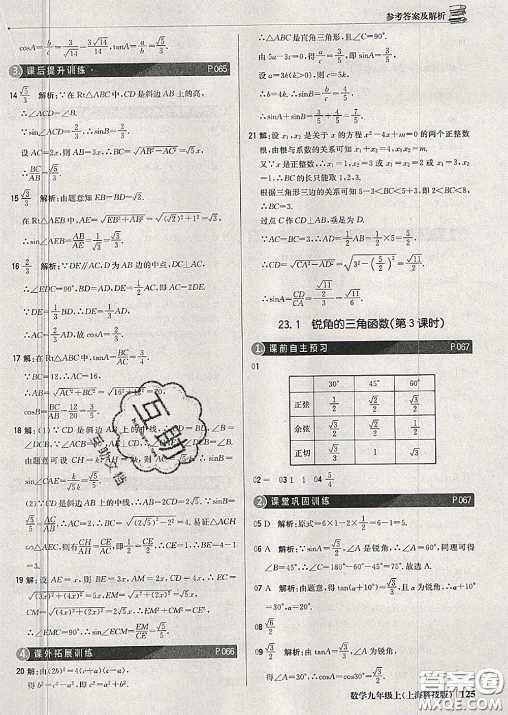 2020年秋1加1輕巧奪冠優(yōu)化訓練九年級數(shù)學上冊滬科版參考答案