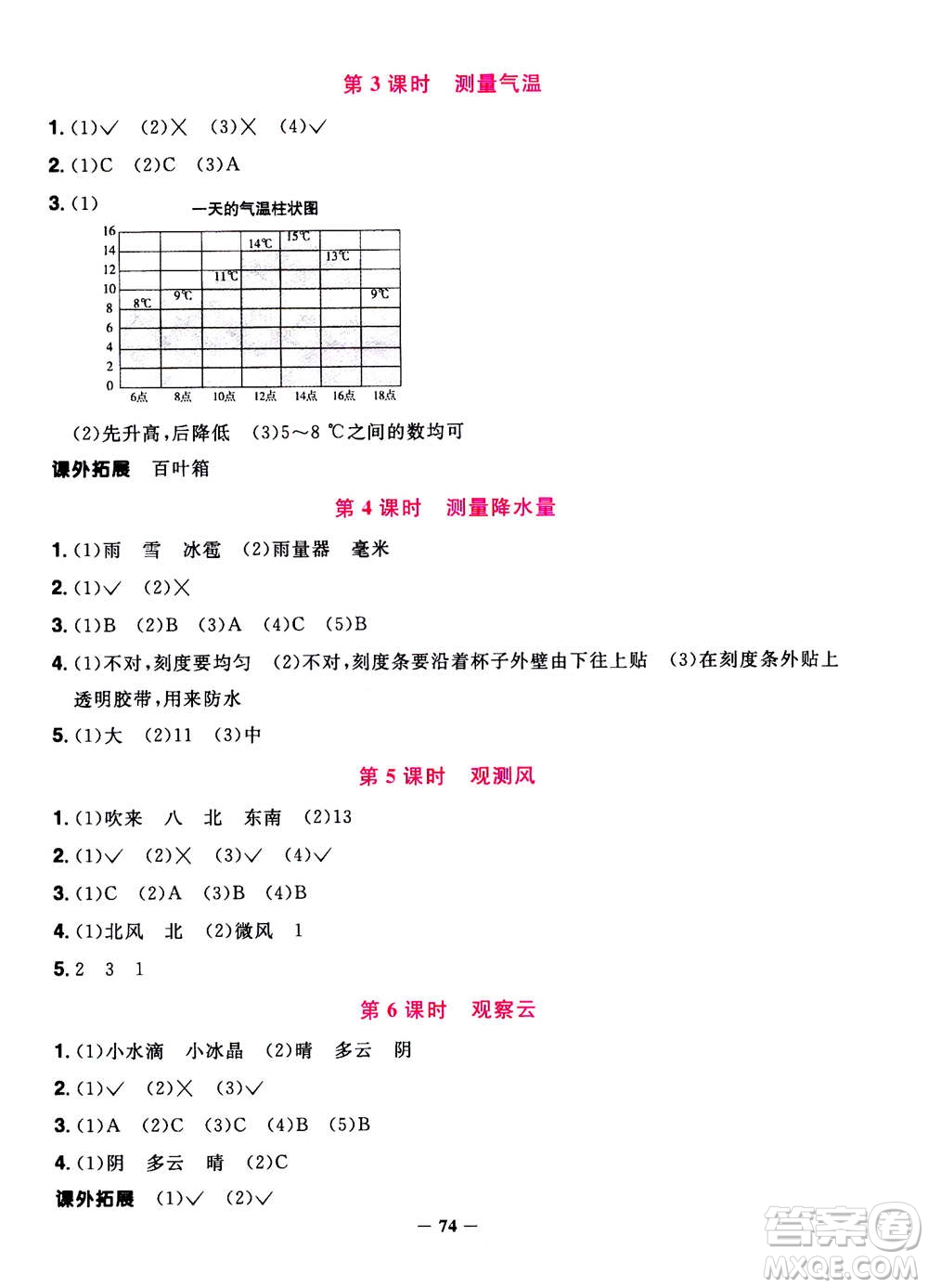 2020年陽光同學(xué)課時(shí)優(yōu)化作業(yè)科學(xué)三年級(jí)上冊(cè)JK教科版答案