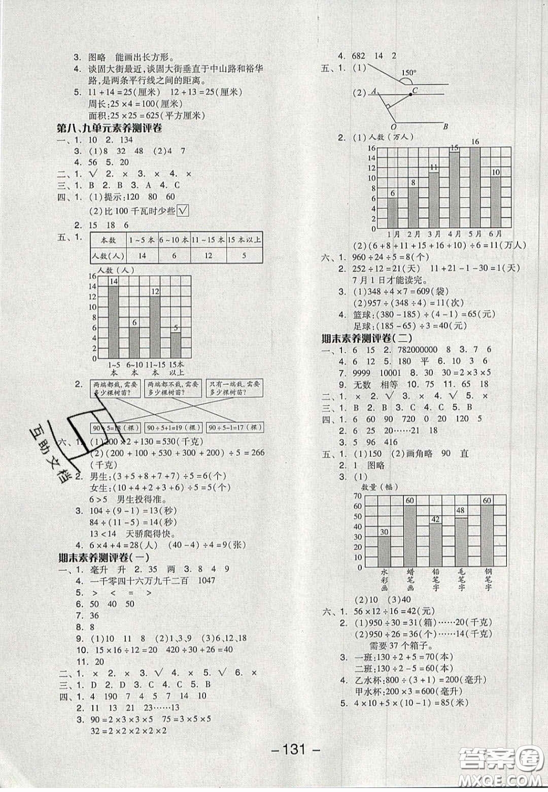 開明出版社2020全品學練考四年級數(shù)學上冊冀教版答案