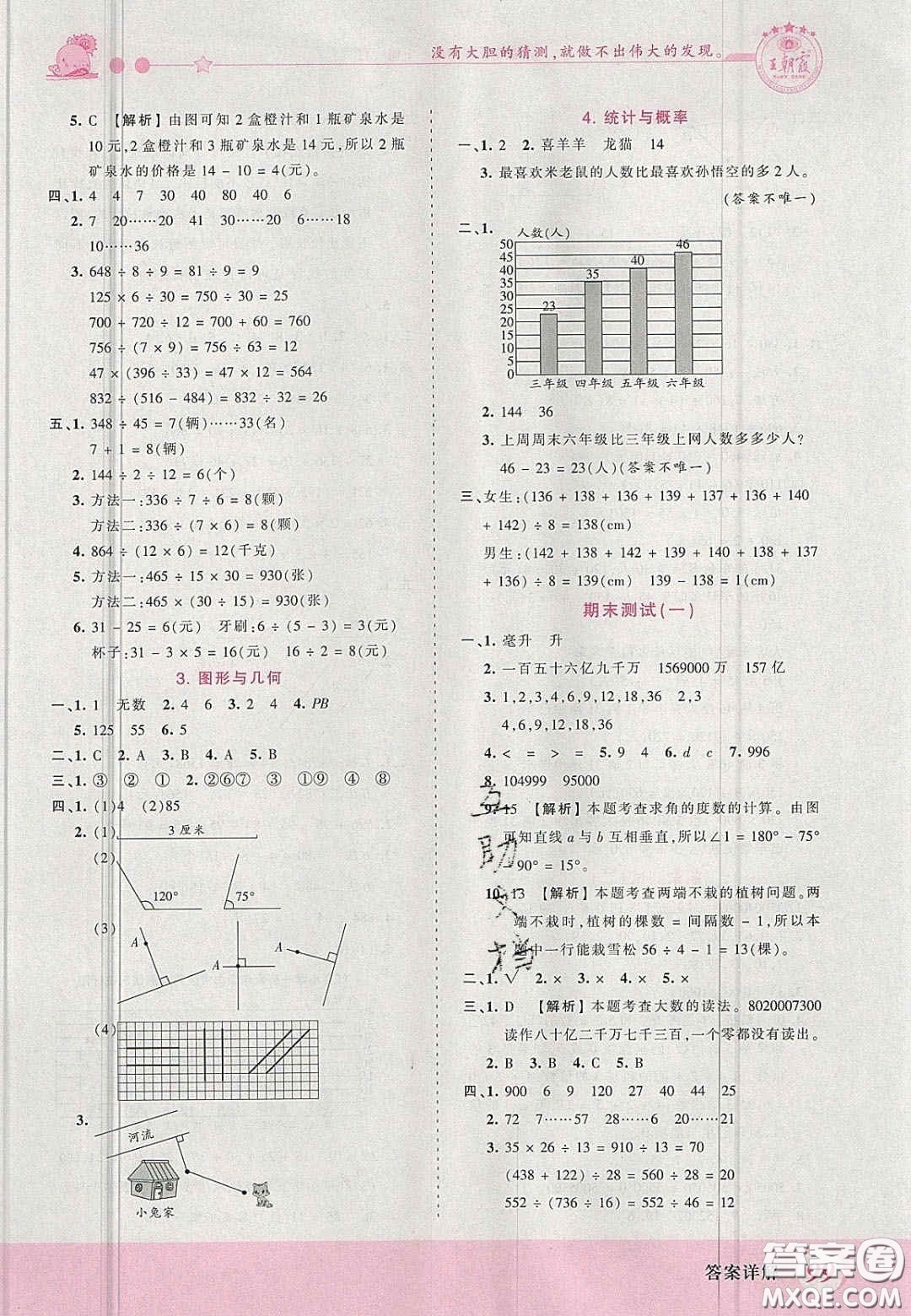 2020秋王朝霞創(chuàng)維新課堂同步優(yōu)化訓練四年級數(shù)學上冊冀教版答案