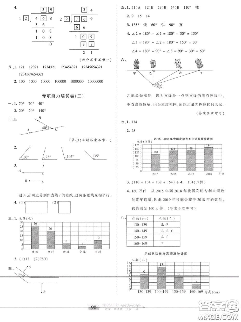 2020年秋王朝霞培優(yōu)100分四年級數學上冊冀教版參考答案