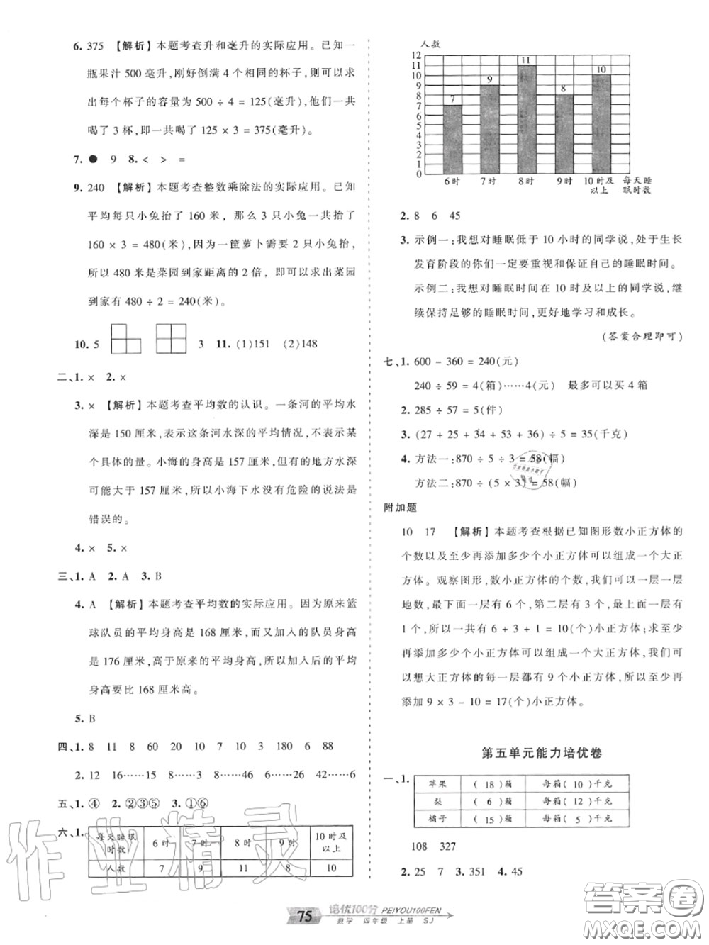 2020年秋王朝霞培優(yōu)100分四年級數(shù)學(xué)上冊蘇教版參考答案