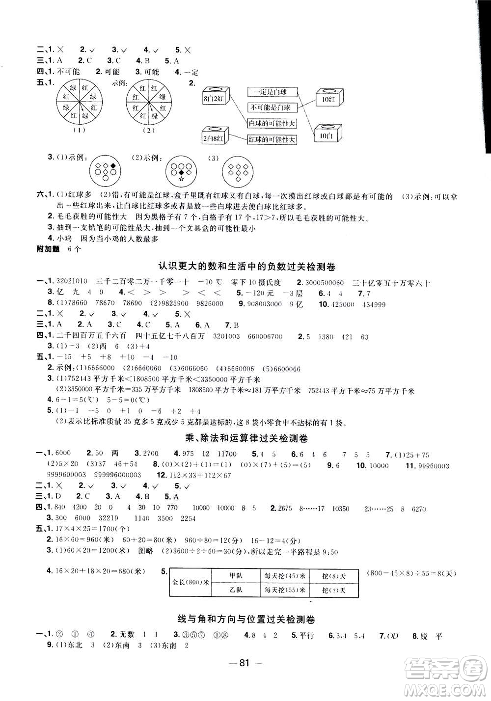 2020年陽(yáng)光同學(xué)一線名師全優(yōu)好卷四年級(jí)上冊(cè)數(shù)學(xué)BS北師版答案