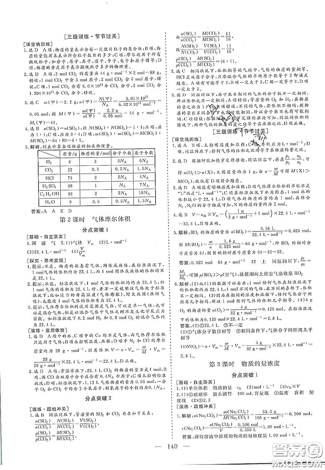 2020三維設(shè)計(jì)高中新課標(biāo)同步課堂化學(xué)必修1魯科版答案