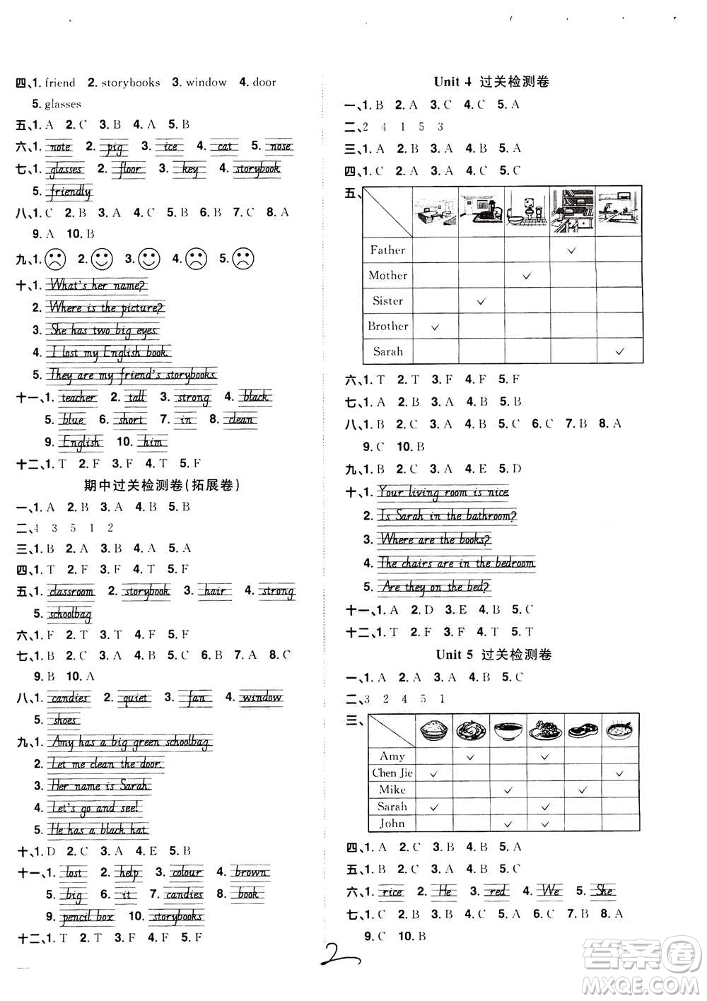 2020年陽光同學(xué)全優(yōu)達(dá)標(biāo)好卷英語四年級(jí)上冊(cè)PEP人教版浙江專版答案