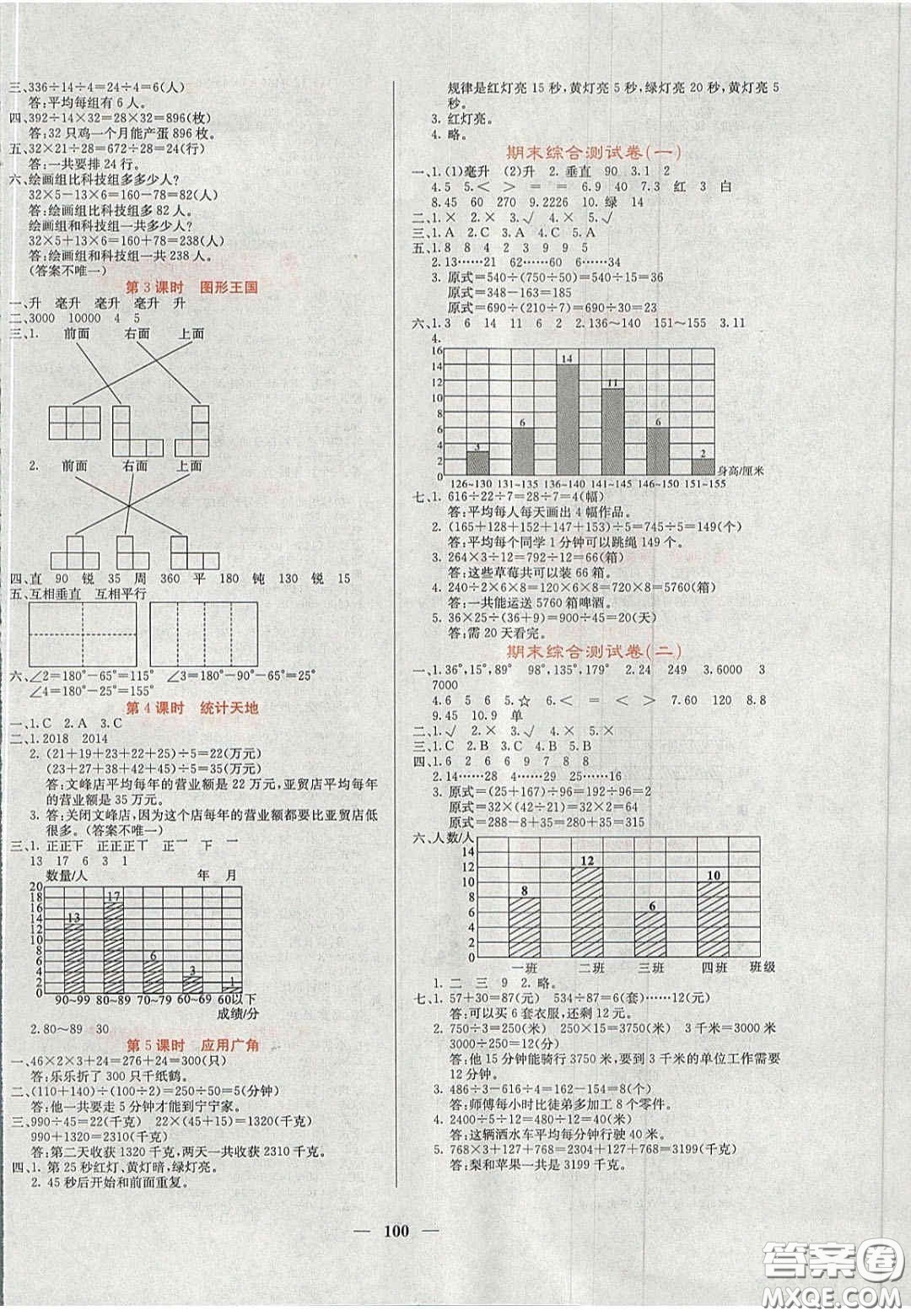 2020課堂點(diǎn)睛四年級(jí)數(shù)學(xué)上冊(cè)蘇教版答案