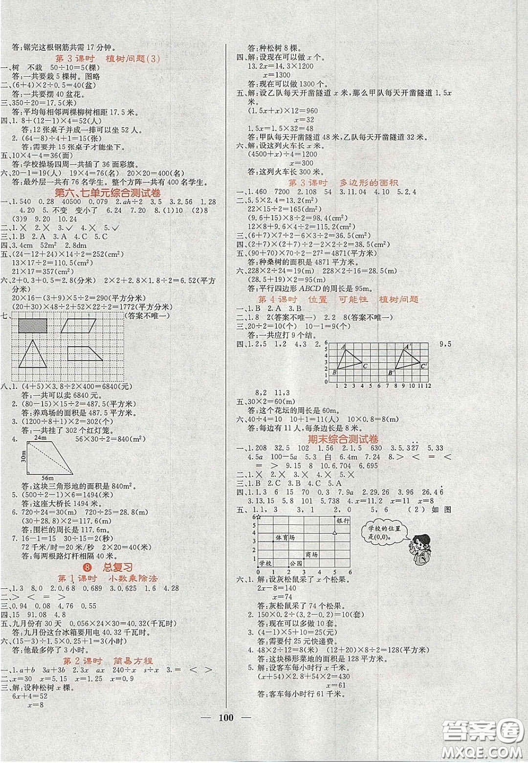 2020課堂點(diǎn)睛五年級(jí)數(shù)學(xué)上冊(cè)人教版答案