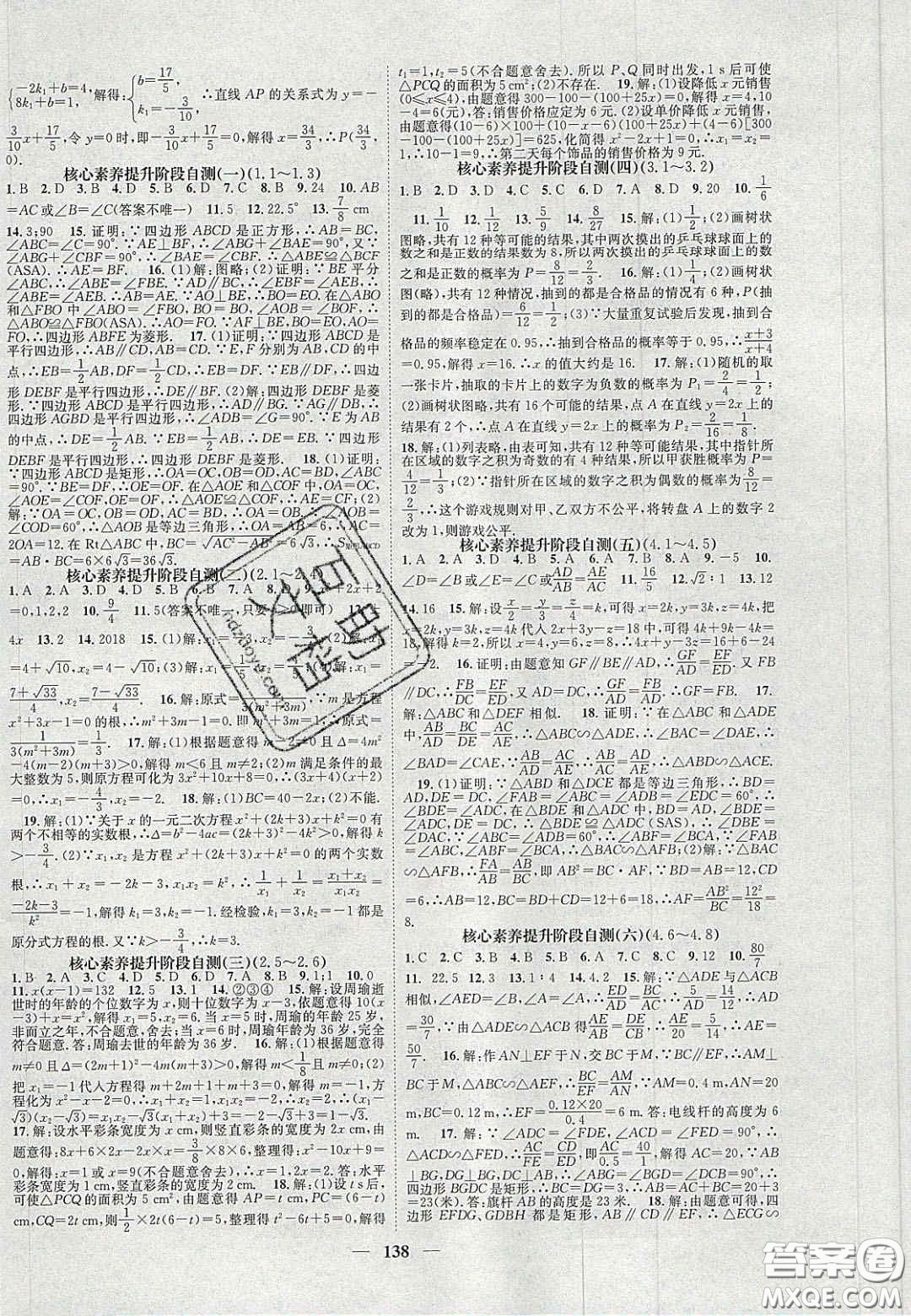 2020智慧學堂核心素養(yǎng)提升法九年級數(shù)學上冊北師大版答案