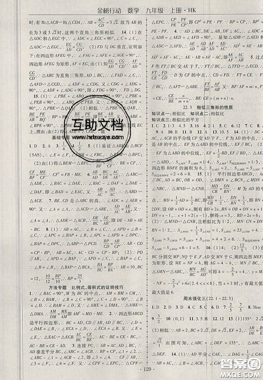 2020金榜行動課時導(dǎo)學案九年級數(shù)學上冊滬科版答案