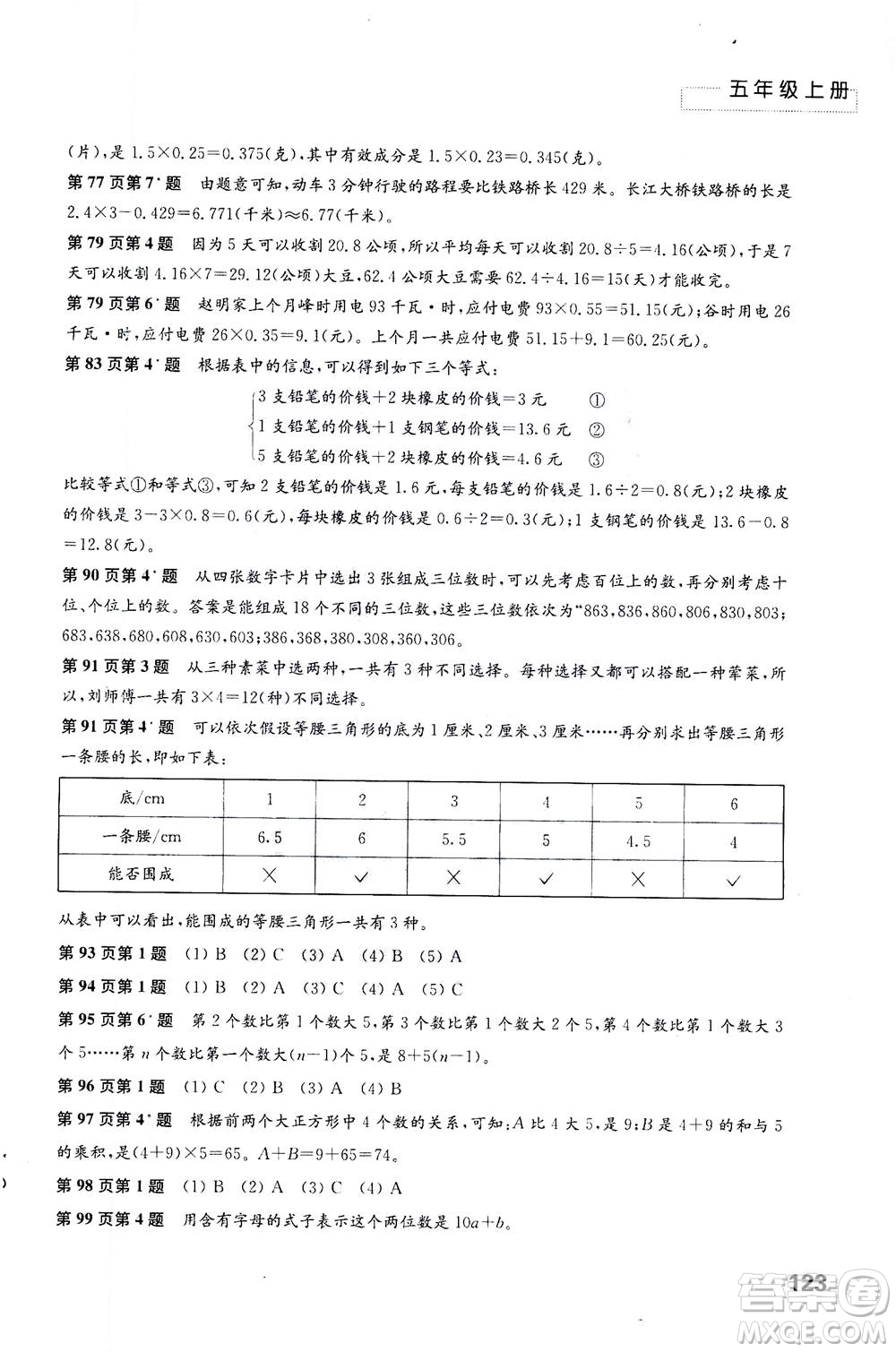 江蘇鳳凰教育出版社2020年練習(xí)與測(cè)試小學(xué)數(shù)學(xué)五年級(jí)上冊(cè)蘇教版答案