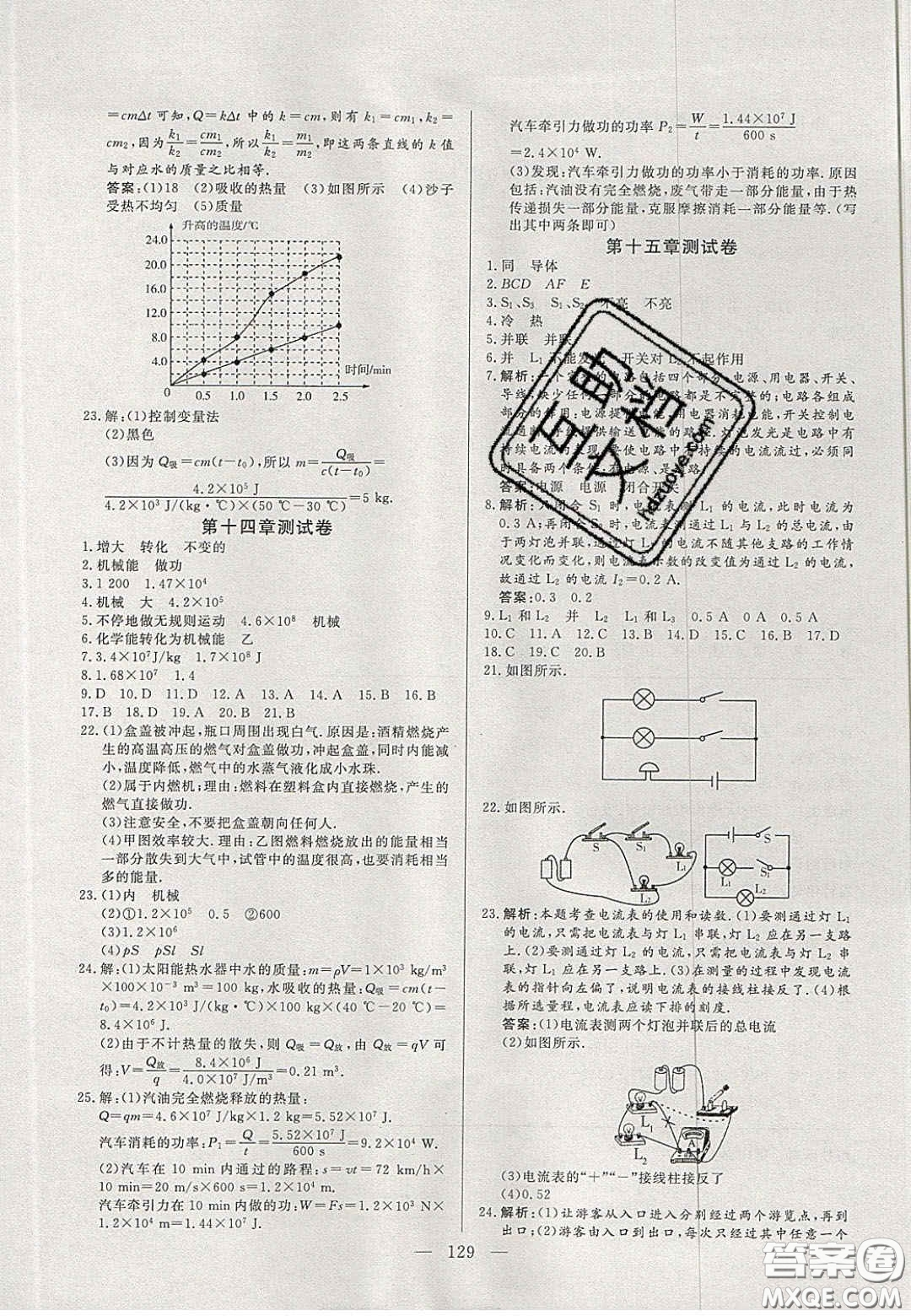 吉林大學(xué)出版社2020自主訓(xùn)練九年級物理上冊人教版答案