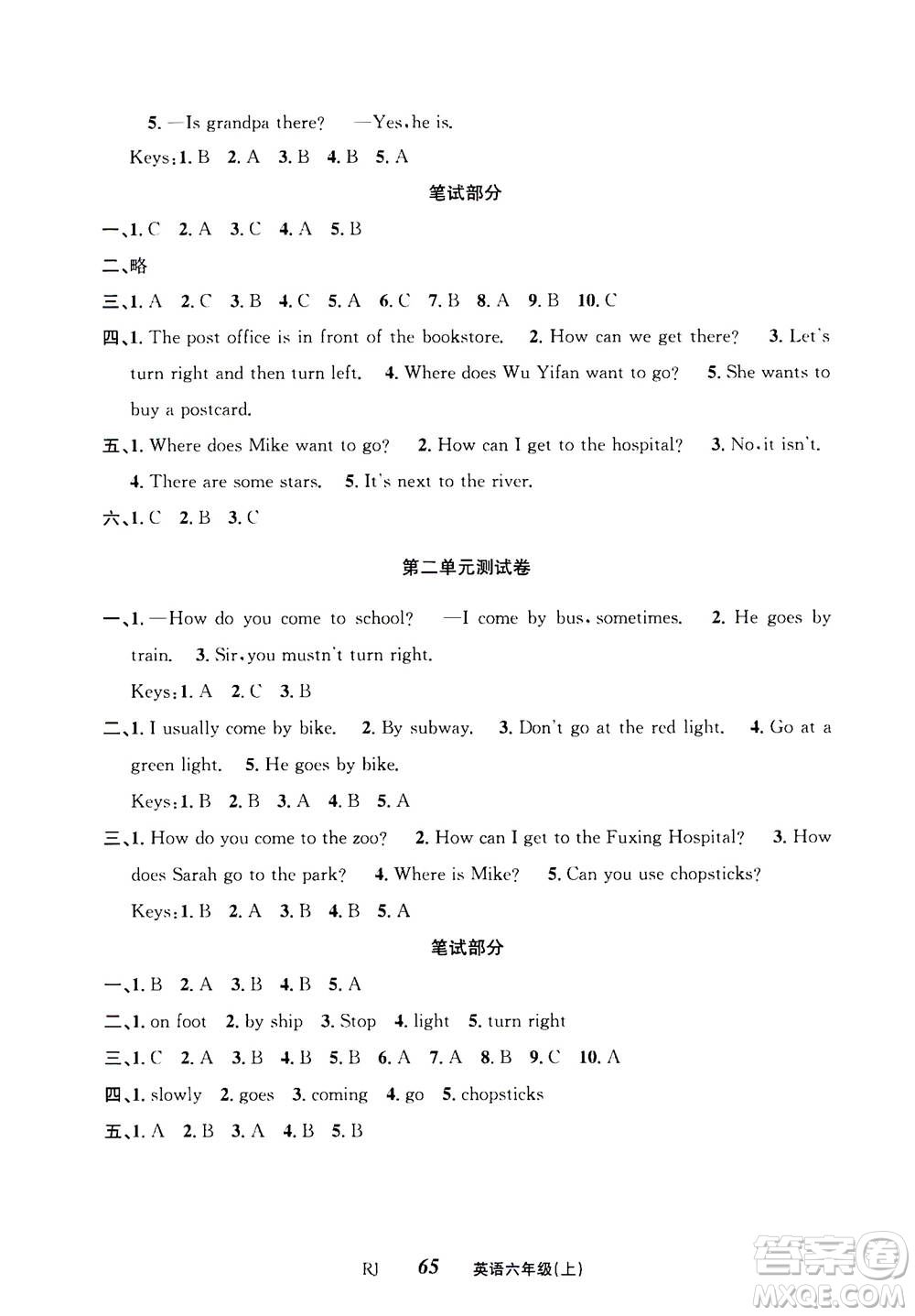 云南科技出版社2020年創(chuàng)新成功學(xué)習(xí)同步導(dǎo)學(xué)英語六年級上RJ人教版答案