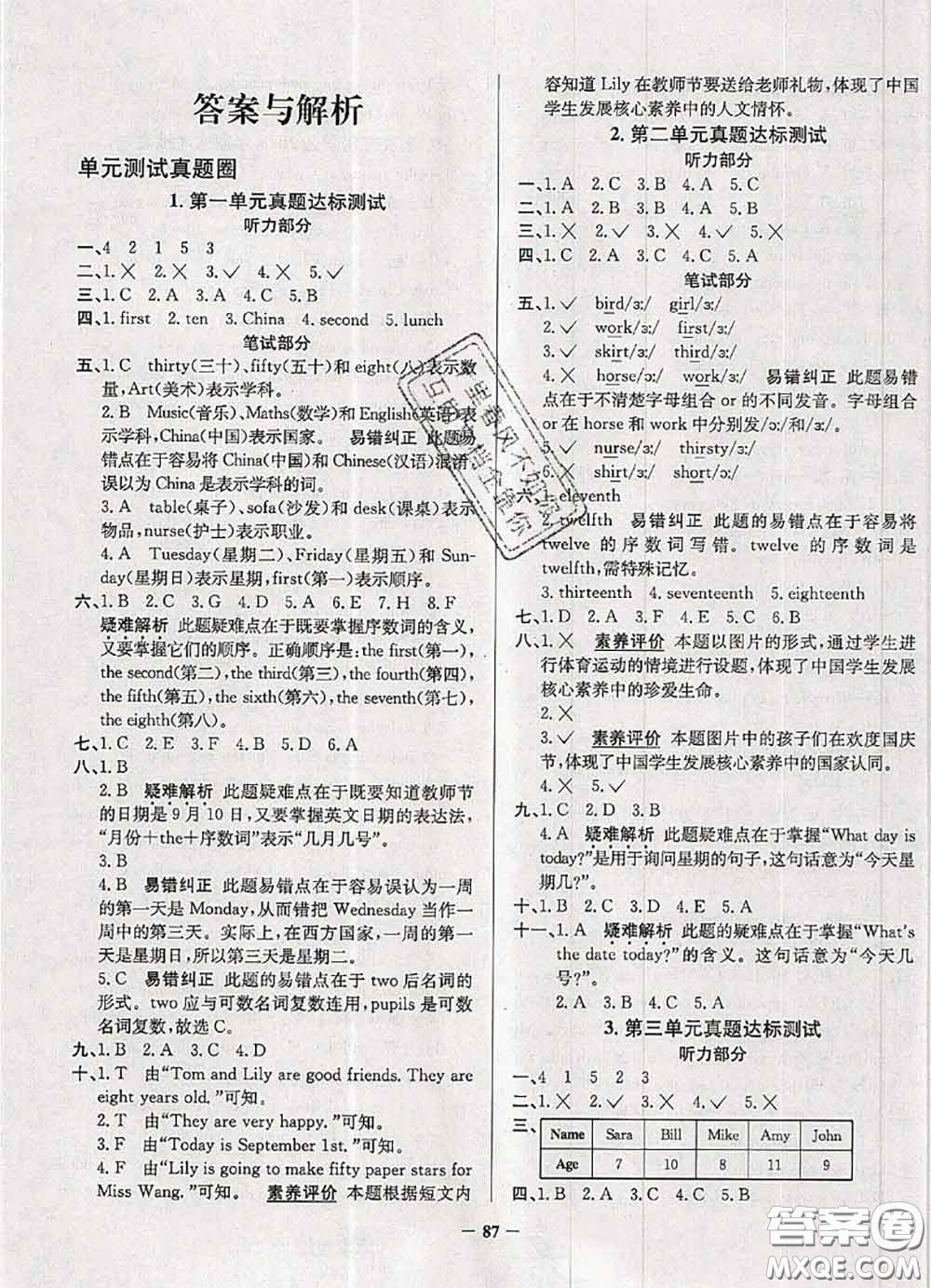 2020年北京市真題圈小學(xué)考試真卷三步練三年級(jí)英語(yǔ)上冊(cè)答案