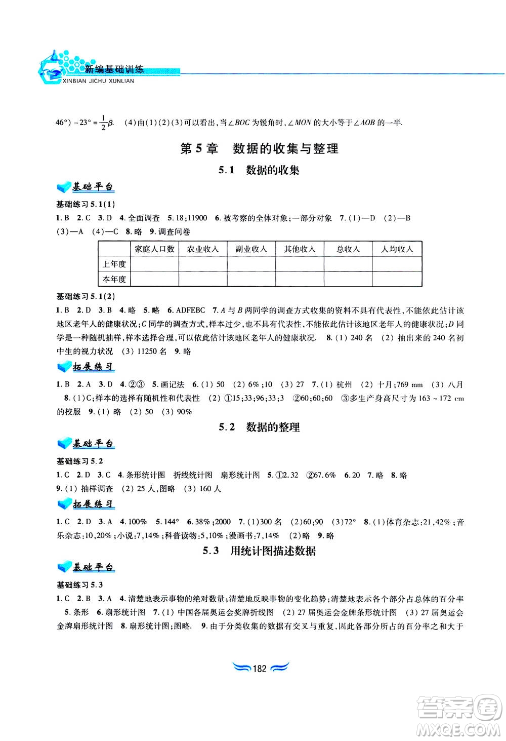 黃山書社2019秋新編基礎訓練數(shù)學七年級上冊滬科版答案