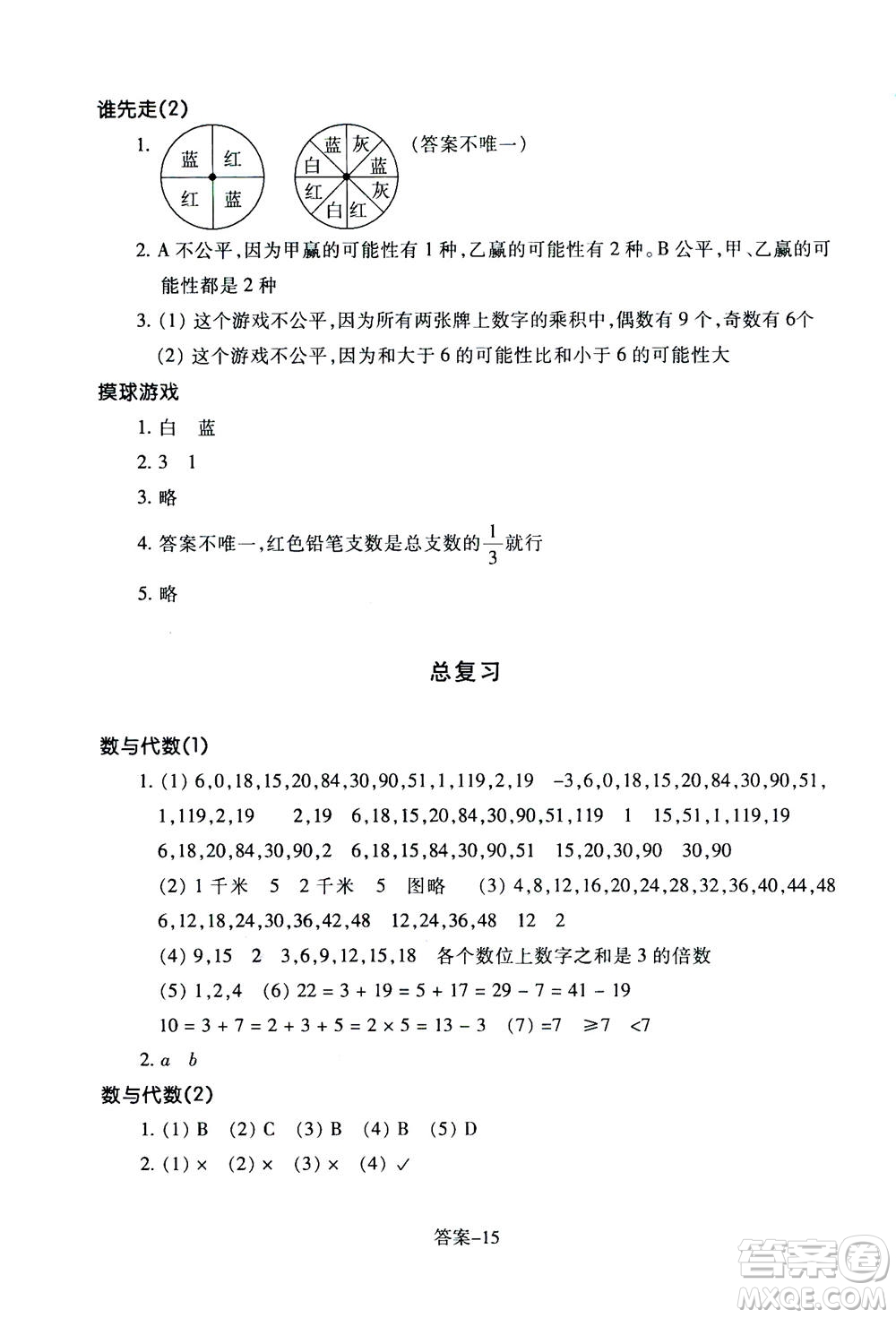 浙江少年兒童出版社2020年每課一練小學(xué)數(shù)學(xué)五年級(jí)上冊(cè)B北師版答案