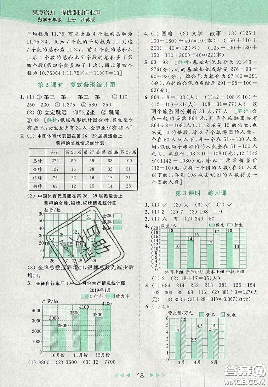 北京教育出版社2020年亮點(diǎn)給力提優(yōu)課時(shí)作業(yè)本五年級(jí)數(shù)學(xué)上冊(cè)江蘇版答案