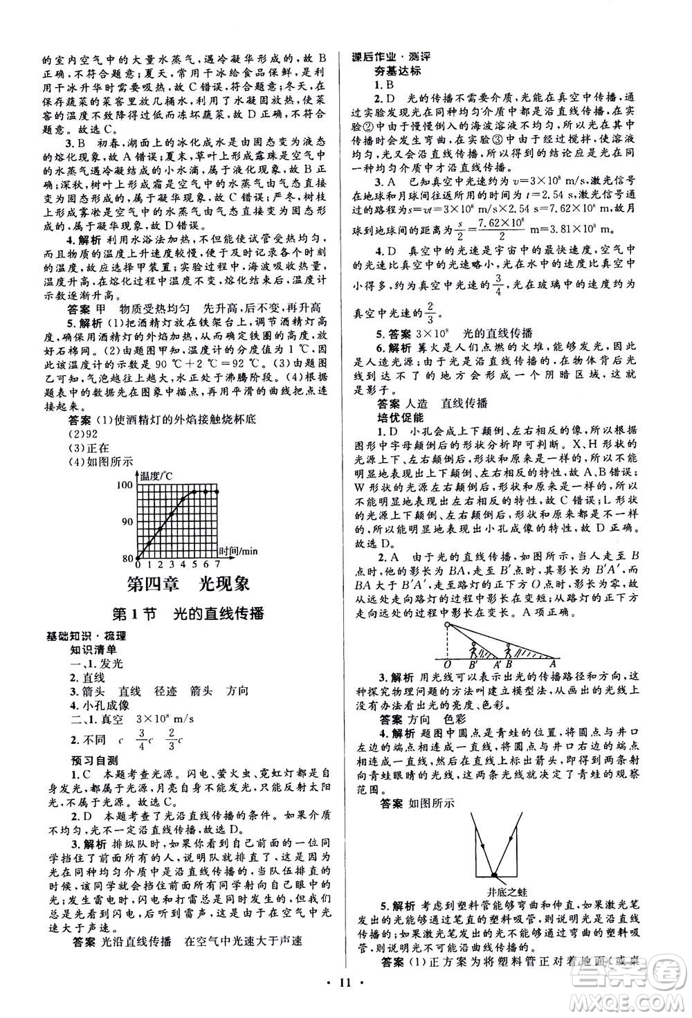 人民教育出版社2020年人教金學(xué)典同步解析與測評學(xué)練考物理八年級上冊人教版答案