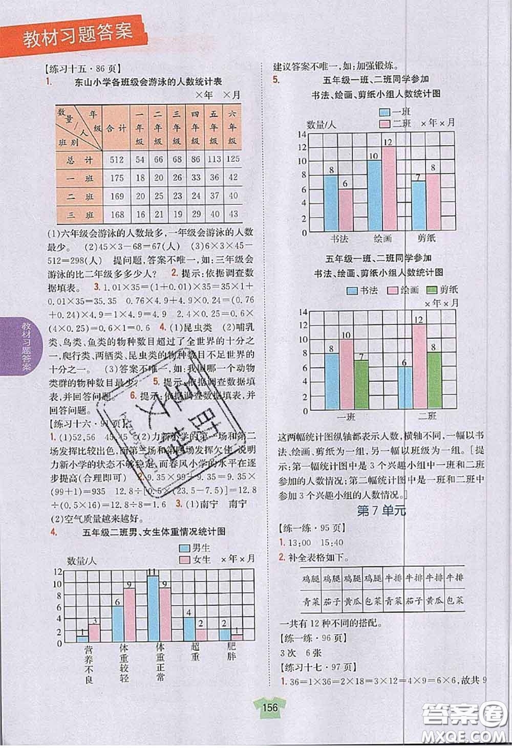 江蘇鳳凰教育出版社2020年課本教材五年級數(shù)學上冊江蘇版答案