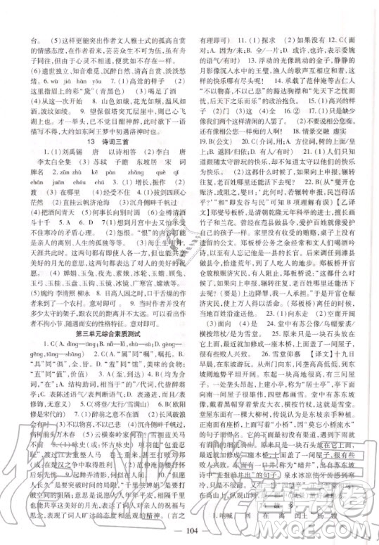 北京師范大學出版社2020年語文配套綜合練習九年級上冊人教版答案