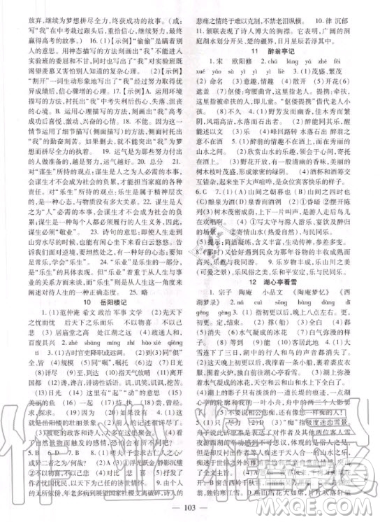 北京師范大學出版社2020年語文配套綜合練習九年級上冊人教版答案