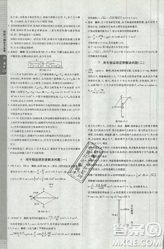 2020年課本高中物理必修一教材習(xí)題參考答案