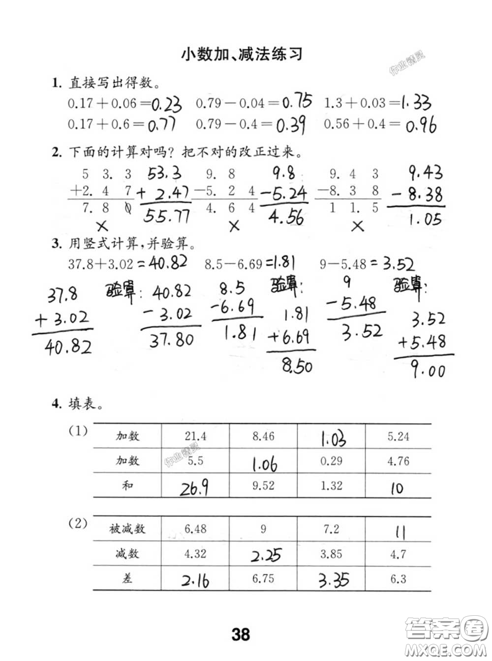 江蘇鳳凰教育出版社2020數(shù)學(xué)補(bǔ)充習(xí)題五年級(jí)上冊(cè)人教版參考答案