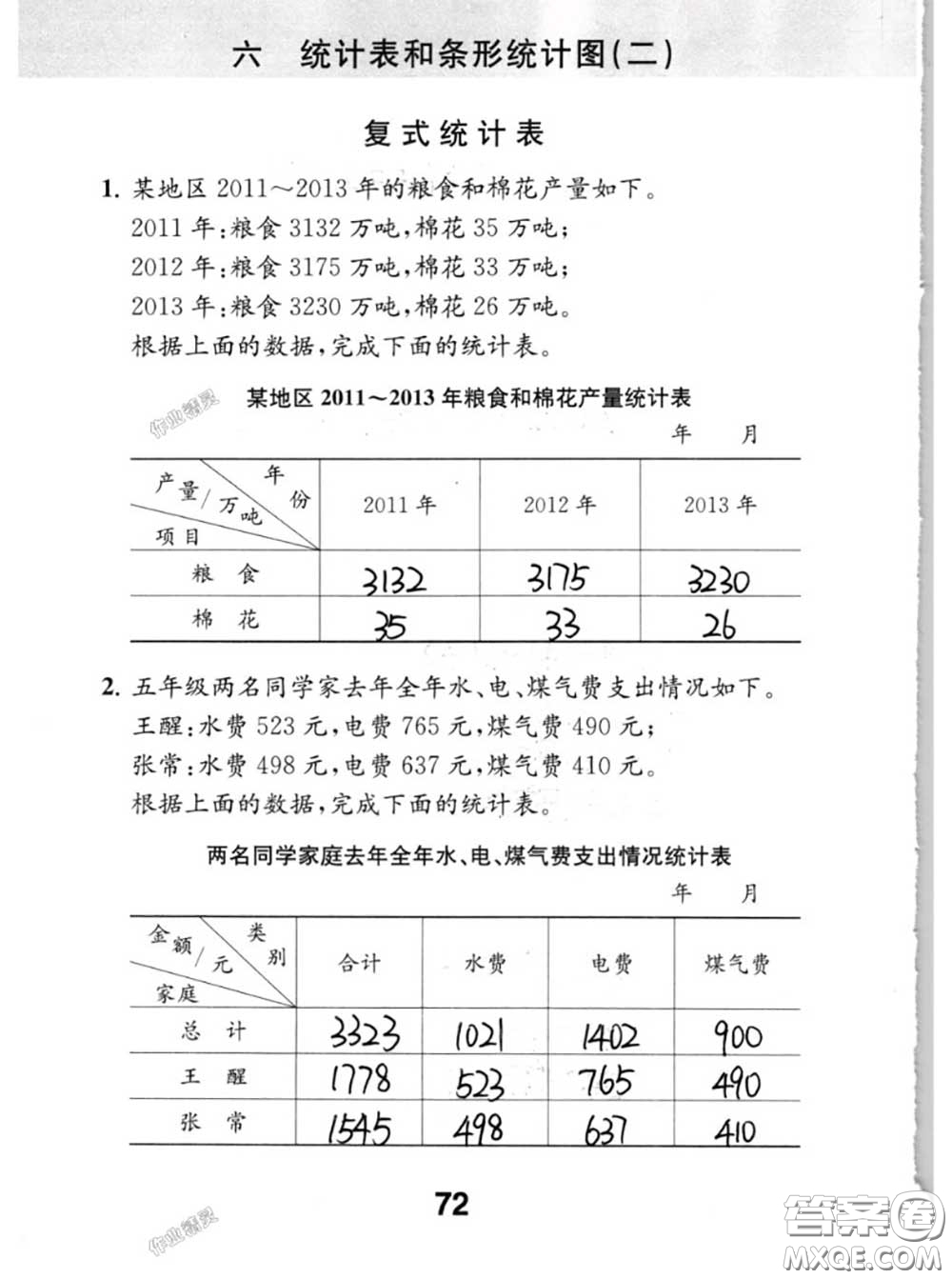 江蘇鳳凰教育出版社2020數(shù)學(xué)補(bǔ)充習(xí)題五年級(jí)上冊(cè)人教版參考答案