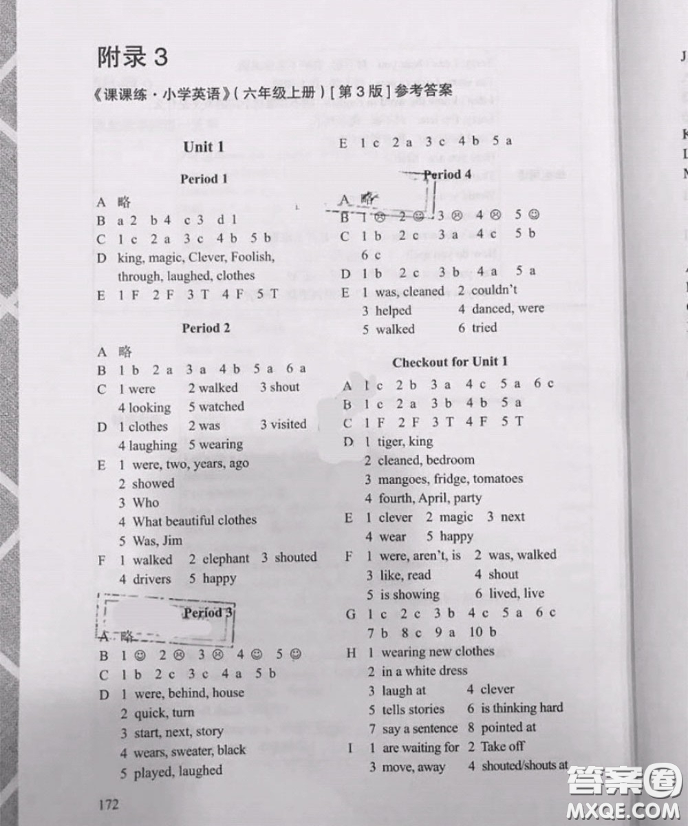 譯林出版社2020年課課練小學英語六年級上冊譯林版答案