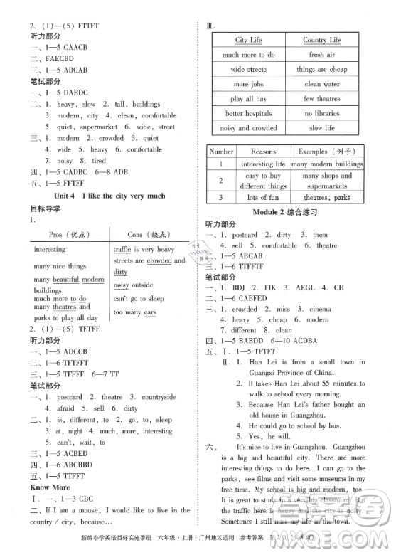 2020年新編小學(xué)英語(yǔ)目標(biāo)實(shí)施手冊(cè)六年級(jí)上冊(cè)教科版廣州專版答案