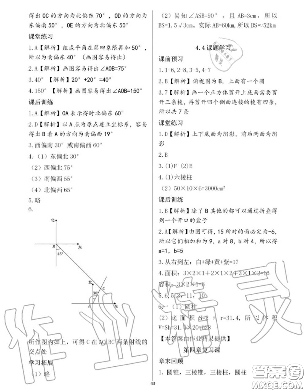 大象出版社2020年基礎(chǔ)訓(xùn)練七年級數(shù)學(xué)上冊人教版參考答案