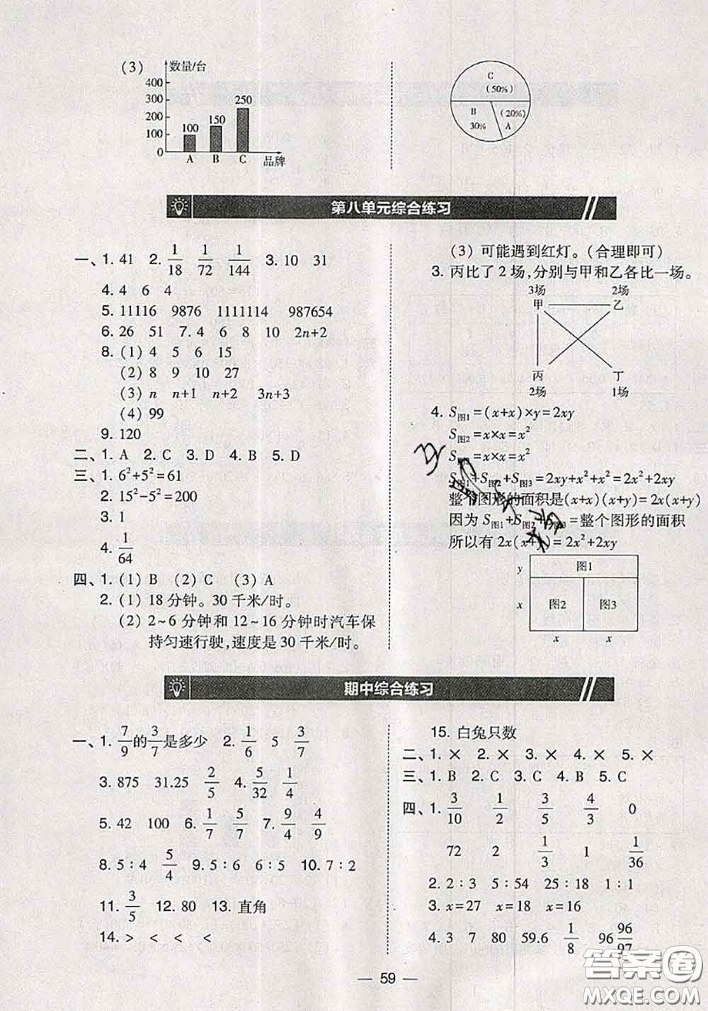 2020秋北大綠卡課時(shí)同步訓(xùn)練六年級(jí)數(shù)學(xué)上冊(cè)人教版參考答案