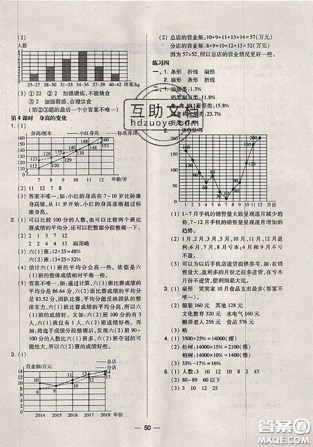 2020秋北大綠卡課時同步訓(xùn)練六年級數(shù)學(xué)上冊北師版參考答案